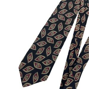Robert Talbott Best of Class Silk Tie Black Burgundy Gold Geometric 59x3.5 Italy
